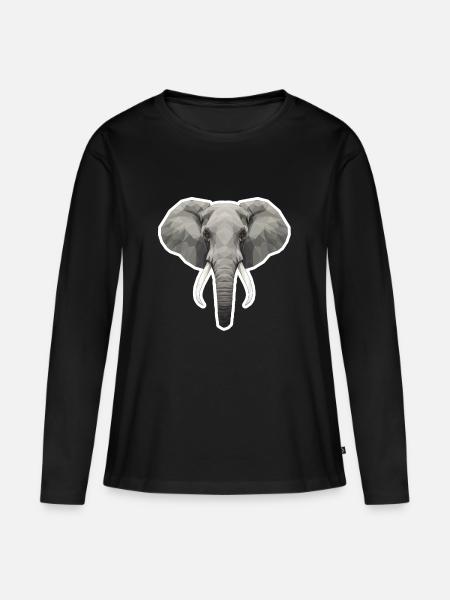 Geometrischer Elefantenkopf - Frauen Premium Bio Langarmshirt - Schwarz
