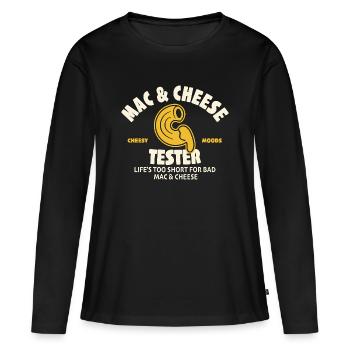Mac & Cheese Tester - Frauen Premium Bio Langarmshirt - Schwarz - Vorne - Julia (174cm)