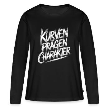 Courbes forme caractère - T-shirt manches longues Premium bio Femme - noir - Devant - Julia (174cm)