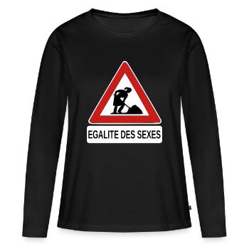 Egalité des sexes - T-shirt manches longues Premium bio Femme - noir - Devant - Julia (174cm)