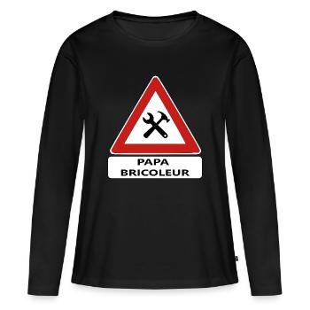 Papa bricoleur - T-shirt manches longues Premium bio Femme - noir - Devant - Julia (174cm)