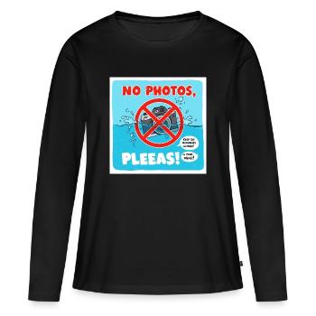 Pas de photos dans la piscine ! Photo : Panneau d’interdiction - T-shirt manches longues Premium bio Femme - noir - Devant - Julia (174cm)