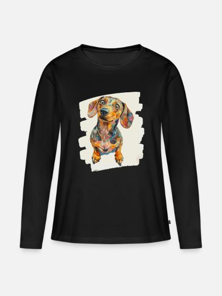 Dackel - Frauen Premium Bio Langarmshirt - Schwarz