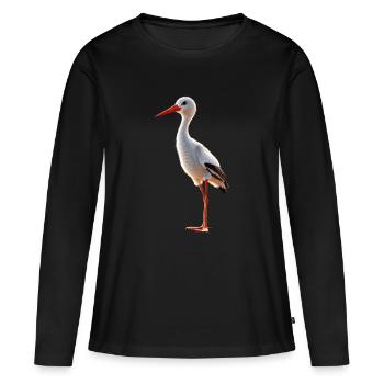 Amoureux des cigognes Cigognes blanches Cigognes géantes Cigognes - T-shirt manches longues Premium bio Femme - noir - Devant - Julia (174cm)