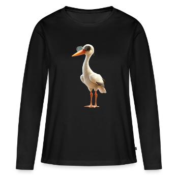 Amoureux des cigognes Cigognes blanches Cigognes géantes Cigognes - T-shirt manches longues Premium bio Femme - noir - Devant - Julia (174cm)