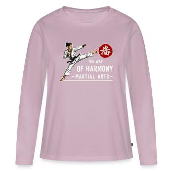 Art martial - T-shirt manches longues Premium bio Femme - rose poudré - Devant - Julia (174cm)