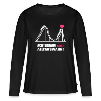 Des montagnes russes au lieu de la folie quotidienne - T-shirt manches longues Premium bio Femme - noir - Devant - Julia (174cm)