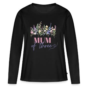 Mum of three - Frauen Premium Bio Langarmshirt - Schwarz - Vorne - Julia (174cm)