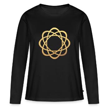 Yoga Luxe Gold Mandala Méditation Concentration - T-shirt manches longues Premium bio Femme - noir - Devant - Julia (174cm)