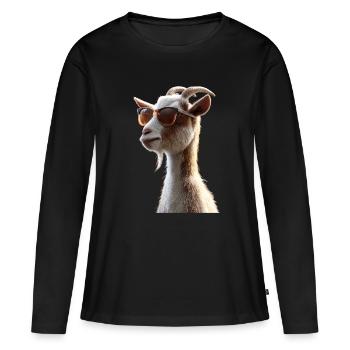 Chèvre Chèvre domestique Capricorne Chèvre Chèvre Chèvre mignonne - T-shirt manches longues Premium bio Femme - noir - Devant - Julia (174cm)
