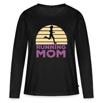 Running mom - T-shirt manches longues Premium bio Femme - noir - Devant - Julia (174cm)
