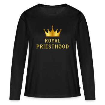 Priosité royale - T-shirt manches longues Premium bio Femme - noir - Devant - Julia (174cm)