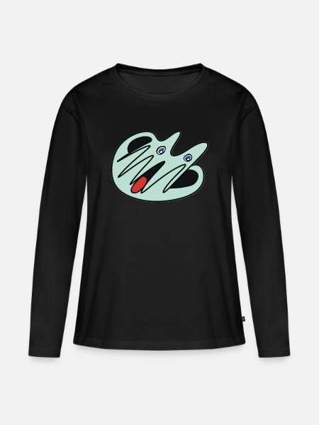 Comic-Geist-smag - Frauen Premium Bio Langarmshirt - Schwarz