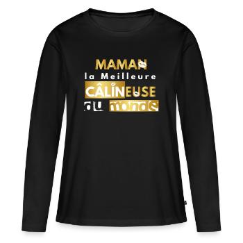 maman câlin version or - T-shirt manches longues Premium bio Femme - noir - Devant - Julia (174cm)