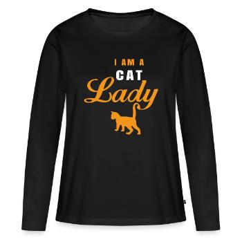 I Am a Cat Lady – Katzen Design | Lustig & Retro - Frauen Premium Bio Langarmshirt - Schwarz - Vorne - Julia (174cm)