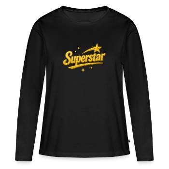 Inscription de Superstar d’Or, Amour, Amitié - T-shirt manches longues Premium bio Femme - noir - Devant - Julia (174cm)