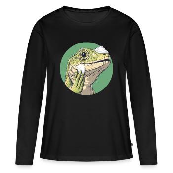 Rasage des lézards – plus doux que jamais ! - T-shirt manches longues Premium bio Femme - noir - Devant - Julia (174cm)