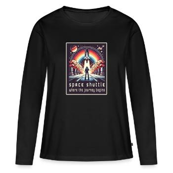Navette spatiale - Le voyage commence - T-shirt manches longues Premium bio Femme - noir - Devant - Julia (174cm)