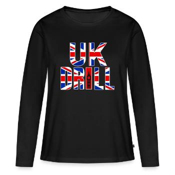 UK DRILL - T-shirt manches longues Premium bio Femme - noir - Devant - Julia (174cm)