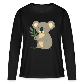Smiling koala with eucalyptus - Women's Premium Organic Long Sleeve Shirt - black - Front - Julia (174cm)