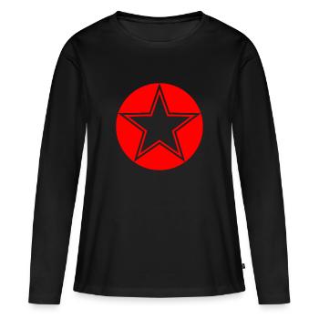 Étoile transparente avec liseré rouge - T-shirt manches longues Premium bio Femme - noir - Devant - Julia (174cm)