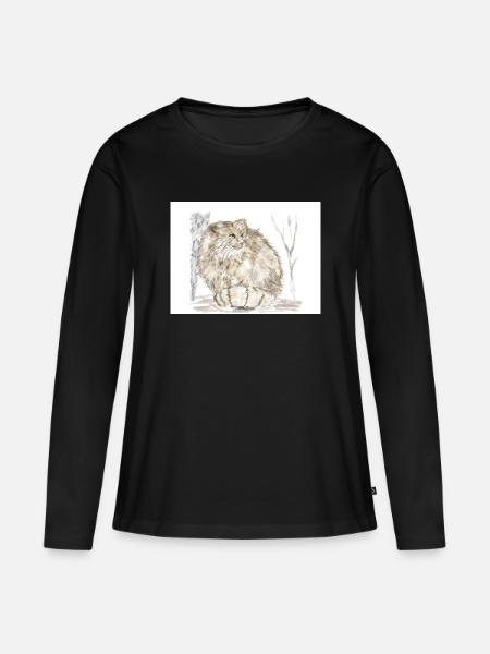 Manul-Wildkatze - Frauen Premium Bio Langarmshirt - Schwarz