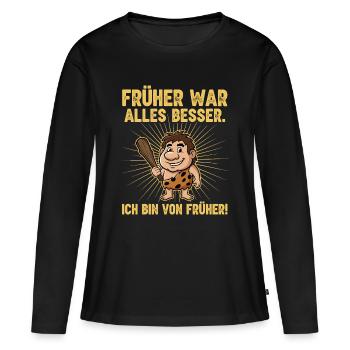 Tout allait mieux dans le passé ! - T-shirt manches longues Premium bio Femme - noir - Devant - Julia (174cm)
