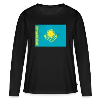 Drapeau du Kazakhstan - T-shirt manches longues Premium bio Femme - noir - Devant - Julia (174cm)