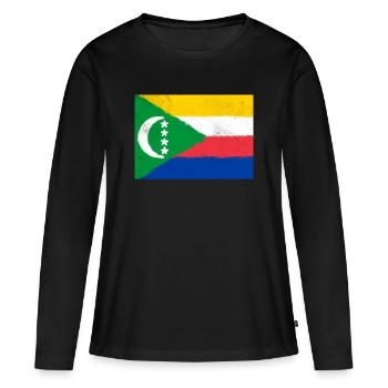 Drapeau des Comores - T-shirt manches longues Premium bio Femme - noir - Devant - Julia (174cm)