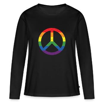 Regenbogen Friedenssymbol Pride Flagge LGBTQ+ Grunge - Frauen Premium Bio Langarmshirt - Schwarz - Vorne - Julia (174cm)