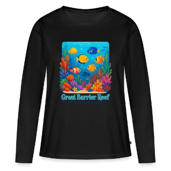 Grande Barrière de corail - T-shirt manches longues Premium bio Femme - noir - Devant - Julia (174cm)