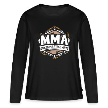 MMA Logo – Mixed Martial Arts Fighter Design - Frauen Premium Bio Langarmshirt - Schwarz - Vorne - Julia (174cm)