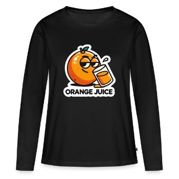 « Jus d’orange » Boisson aux agrumes de dessin animé amusant - T-shirt manches longues Premium bio Femme - noir - Devant - Julia (174cm)
