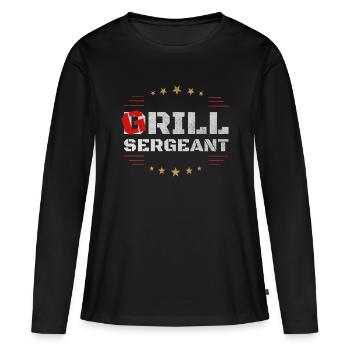 Grill Sergeant – classic BBQ Shirt - Frauen Premium Bio Langarmshirt - Schwarz - Vorne - Julia (174cm)