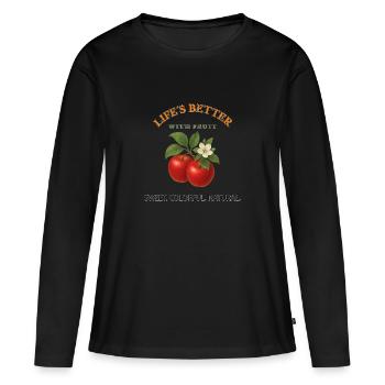 La vie est meilleure avec des pommes croquantes et un style rétro-frais - T-shirt manches longues Premium bio Femme - noir - Devant - Julia (174cm)