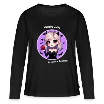 Mignon Vampire Lady Kawaii Helloween Fille Diable - T-shirt manches longues Premium bio Femme - noir - Devant - Julia (174cm)