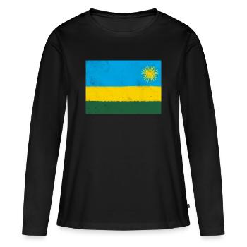 Drapeau du Rwanda - T-shirt manches longues Premium bio Femme - noir - Devant - Julia (174cm)