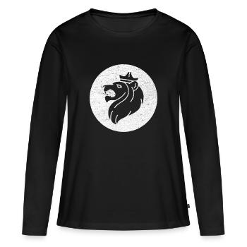 Tête de Lion de Juda dans cercle blanc, Judaisme - T-shirt manches longues Premium bio Femme - noir - Devant - Julia (174cm)