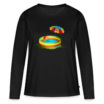 Pataugeoire colorée avec parasol et ballon - T-shirt manches longues Premium bio Femme - noir - Devant - Julia (174cm)