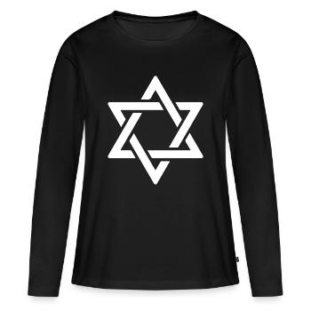 Étoile de David en blanc - T-shirt manches longues Premium bio Femme - noir - Devant - Julia (174cm)