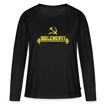 Bolchefit - Frauen Premium Bio Langarmshirt - Schwarz - Vorne - Julia (174cm)