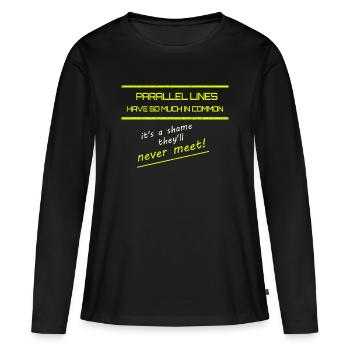 Lustige Parallele Linien Mathe T-Shirt - Frauen Premium Bio Langarmshirt - Schwarz - Vorne - Julia (174cm)