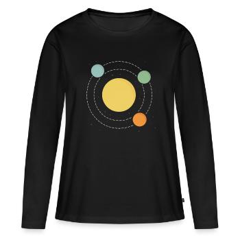Orbite du Soleil Abstrait Print Design - T-shirt manches longues Premium bio Femme - noir - Devant - Julia (174cm)