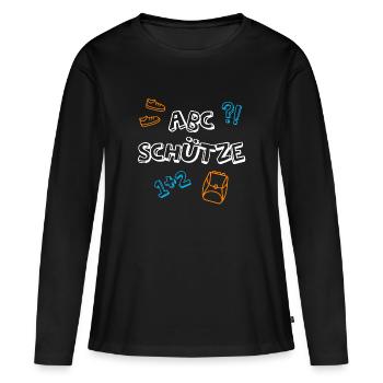 ABC Shooter School Débutants Satchel Élèves 1ère Année - T-shirt manches longues Premium bio Femme - noir - Devant - Julia (174cm)