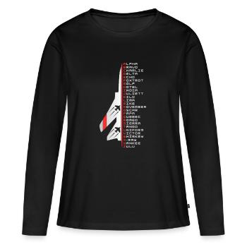 Phonetic alphabet - T-shirt manches longues Premium bio Femme - noir - Devant - Julia (174cm)