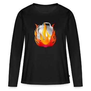 Cartouche d’essence chromée brûlante dans un style rétro - T-shirt manches longues Premium bio Femme - noir - Devant - Julia (174cm)