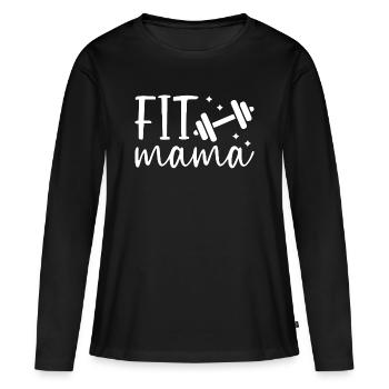 Fit Mama avec haltère - T-shirt manches longues Premium bio Femme - noir - Devant - Julia (174cm)