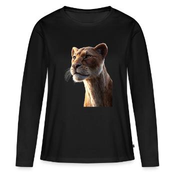 Lionne Lionne Maman Lionne Lionnes Maman Lions sauvages - T-shirt manches longues Premium bio Femme - noir - Devant - Julia (174cm)
