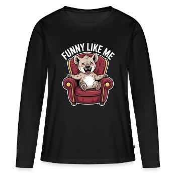 Niedliche Hyäne Comicfigur - Frauen Premium Bio Langarmshirt - Schwarz - Vorne - Julia (174cm)
