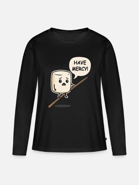 Süßer Marshmallow sagt - Have Mercy! - Frauen Premium Bio Langarmshirt - Schwarz